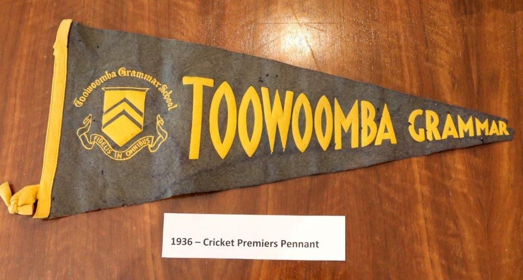 1936 Cricket Premiers Pennant - Toowoomba Grammar School
