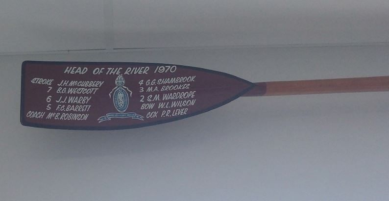 1970 The Southport School Head of the River Oar