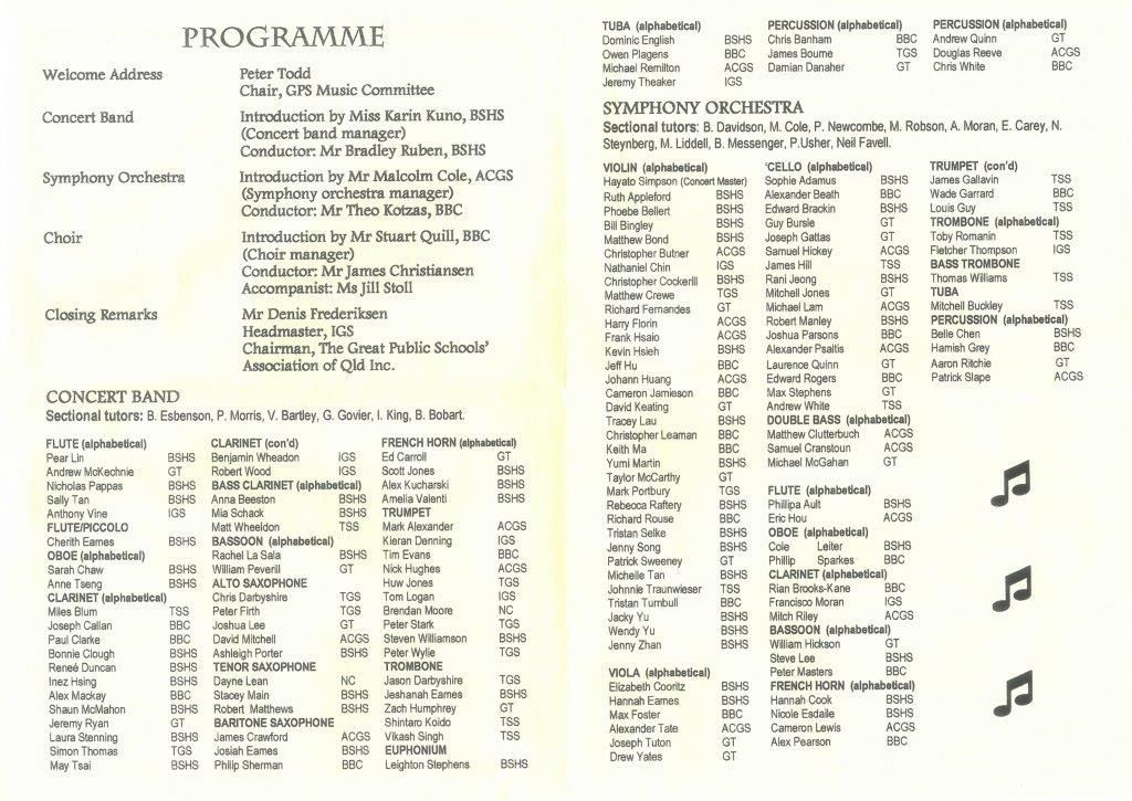 2004 GPS Music Showcase Program - Brisbane Boys' College